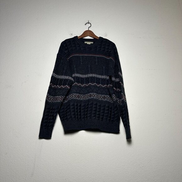 Munsingwear Knit Grandpa Sweater Men XL Abstract Geometric Christmas Fall Crew - Picture 1 of 12